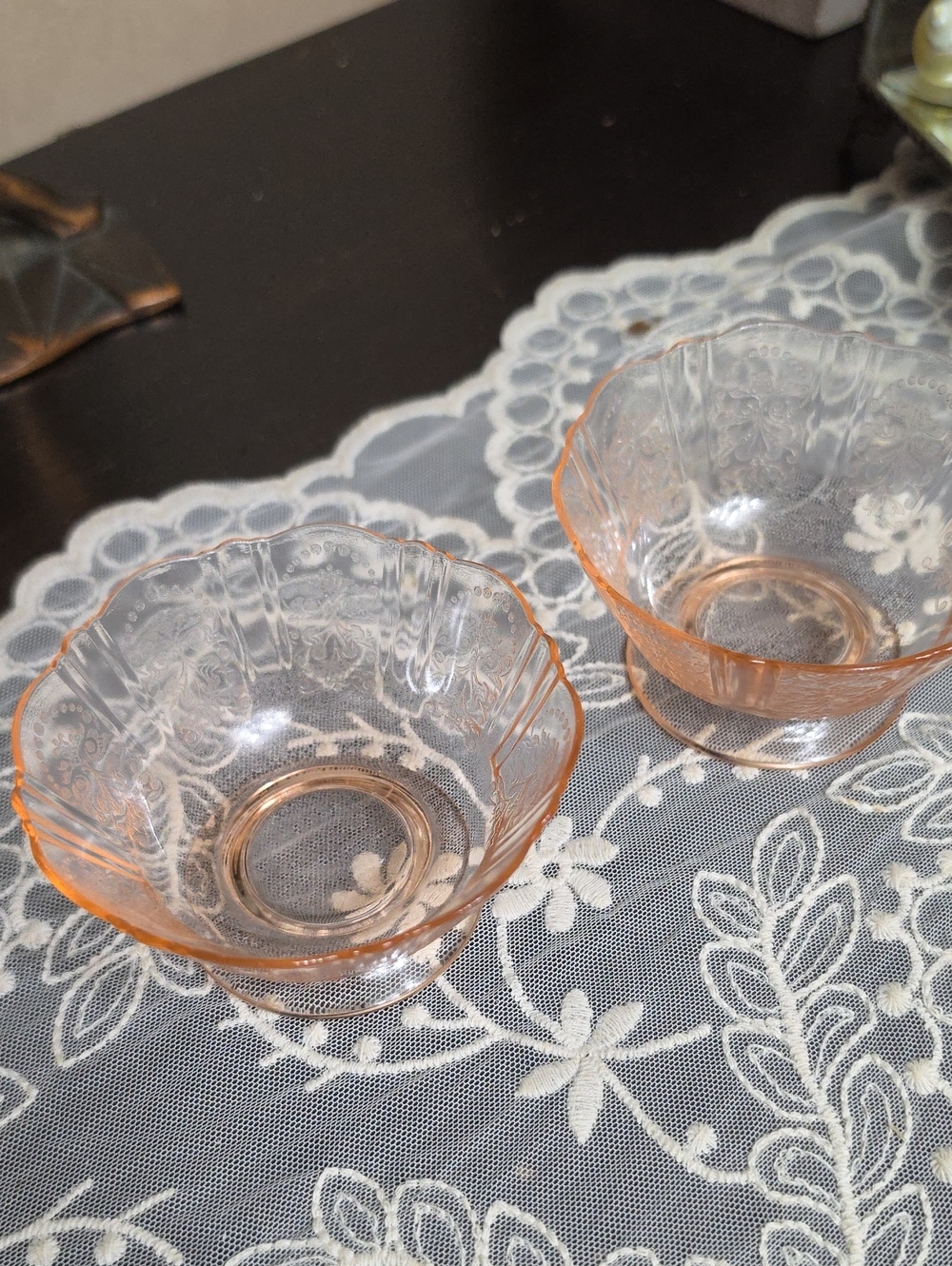 Vtg 1930 Pink Depression Glass Ice Cream Bowl Sherbets
